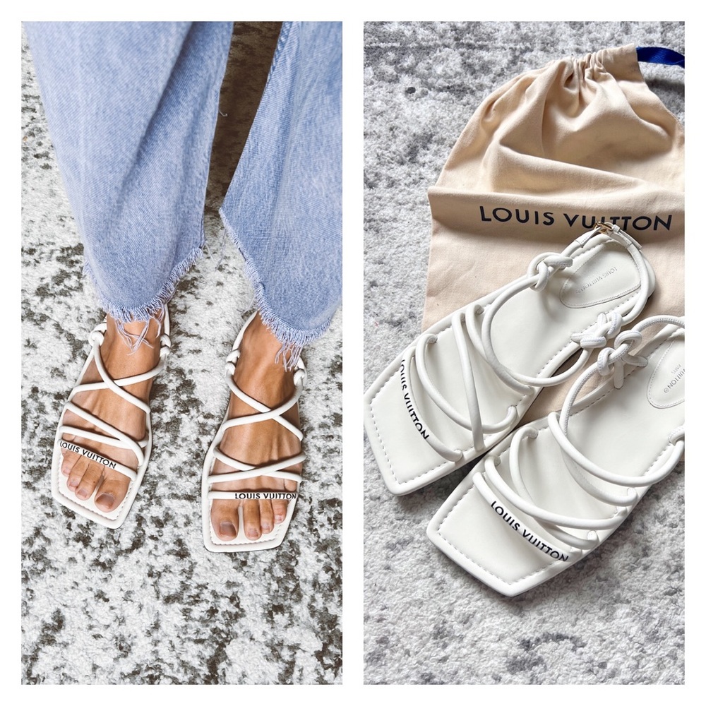 NEW LOUIS VUITTON Nova logo strappy white sandals 37